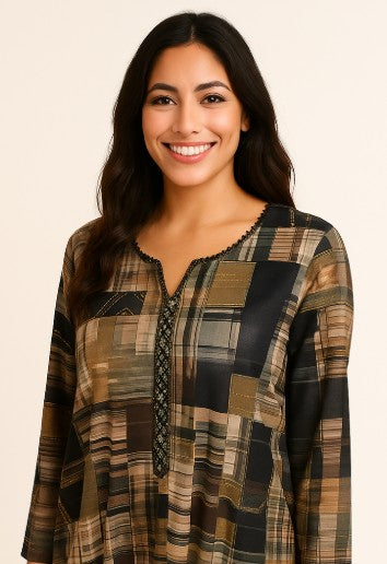 1 Robe marocaine longue – Tissu imprimé géométrique "édition limitée”