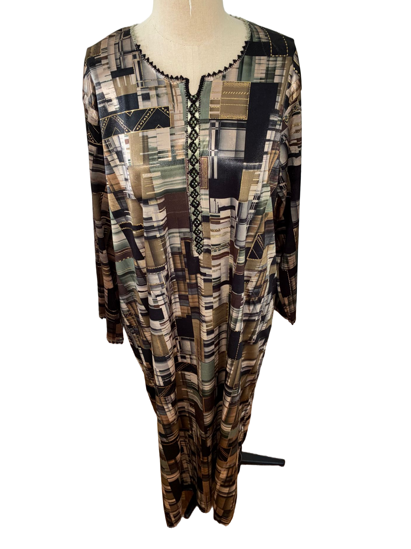 1 Robe marocaine longue – Tissu imprimé géométrique "édition limitée”