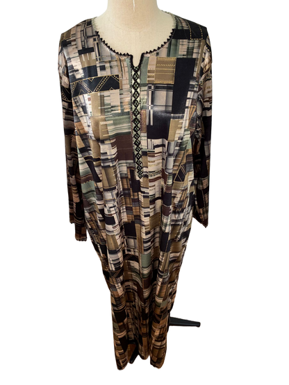 1 Robe marocaine longue – Tissu imprimé géométrique "édition limitée”