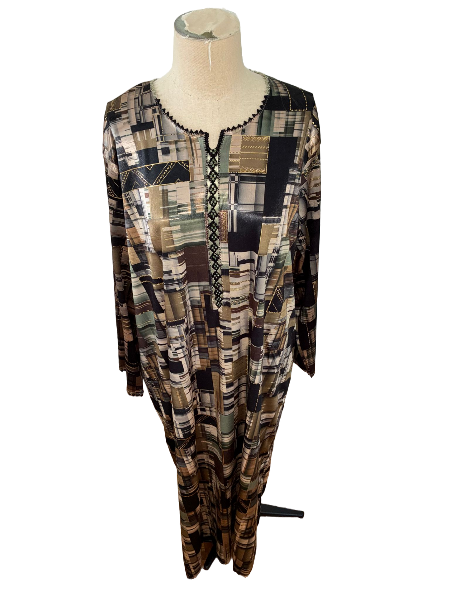 1 Robe marocaine longue – Tissu imprimé géométrique "édition limitée”