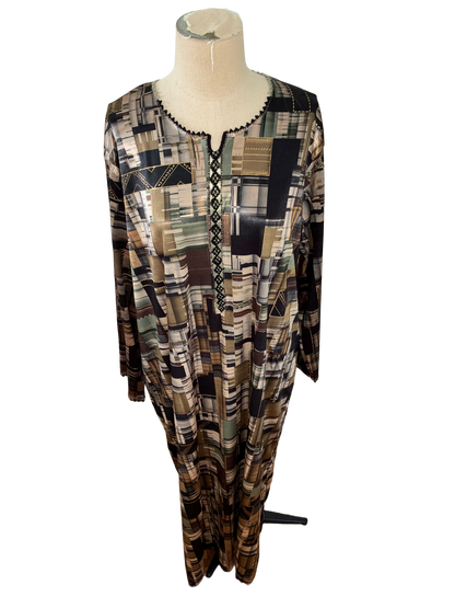 1 Robe marocaine longue – Tissu imprimé géométrique "édition limitée”