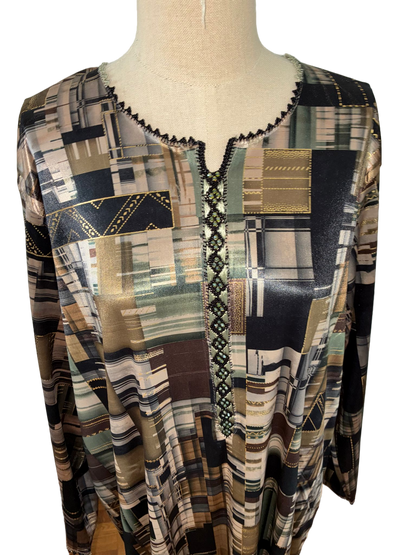 1 Robe marocaine longue – Tissu imprimé géométrique "édition limitée”