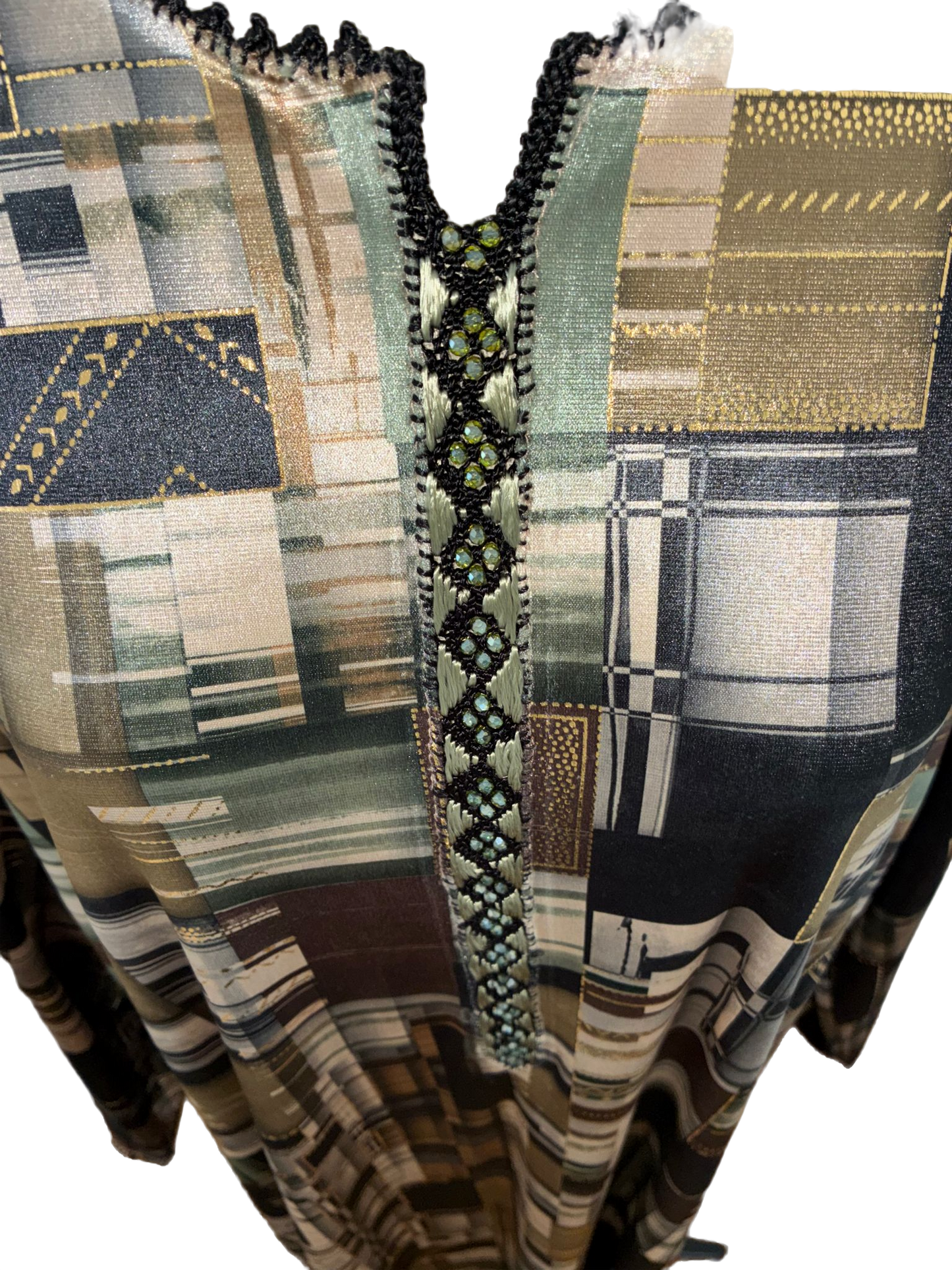 1 Robe marocaine longue – Tissu imprimé géométrique "édition limitée”