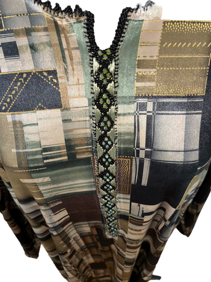 1 Robe marocaine longue – Tissu imprimé géométrique "édition limitée”