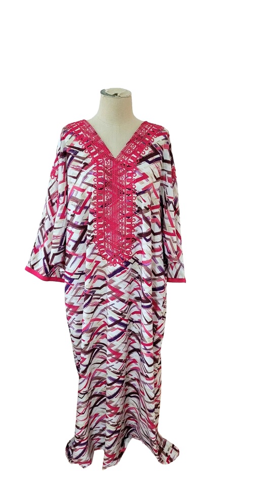 31  Robe marocaine longue – Tissu imprimé
