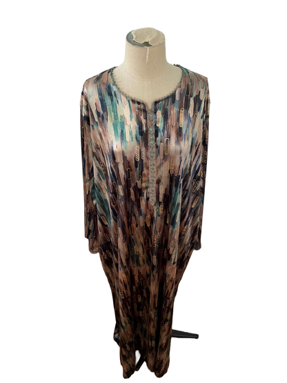 Robe  Femme - Satin Brillant Abstrait Bleu & Doré