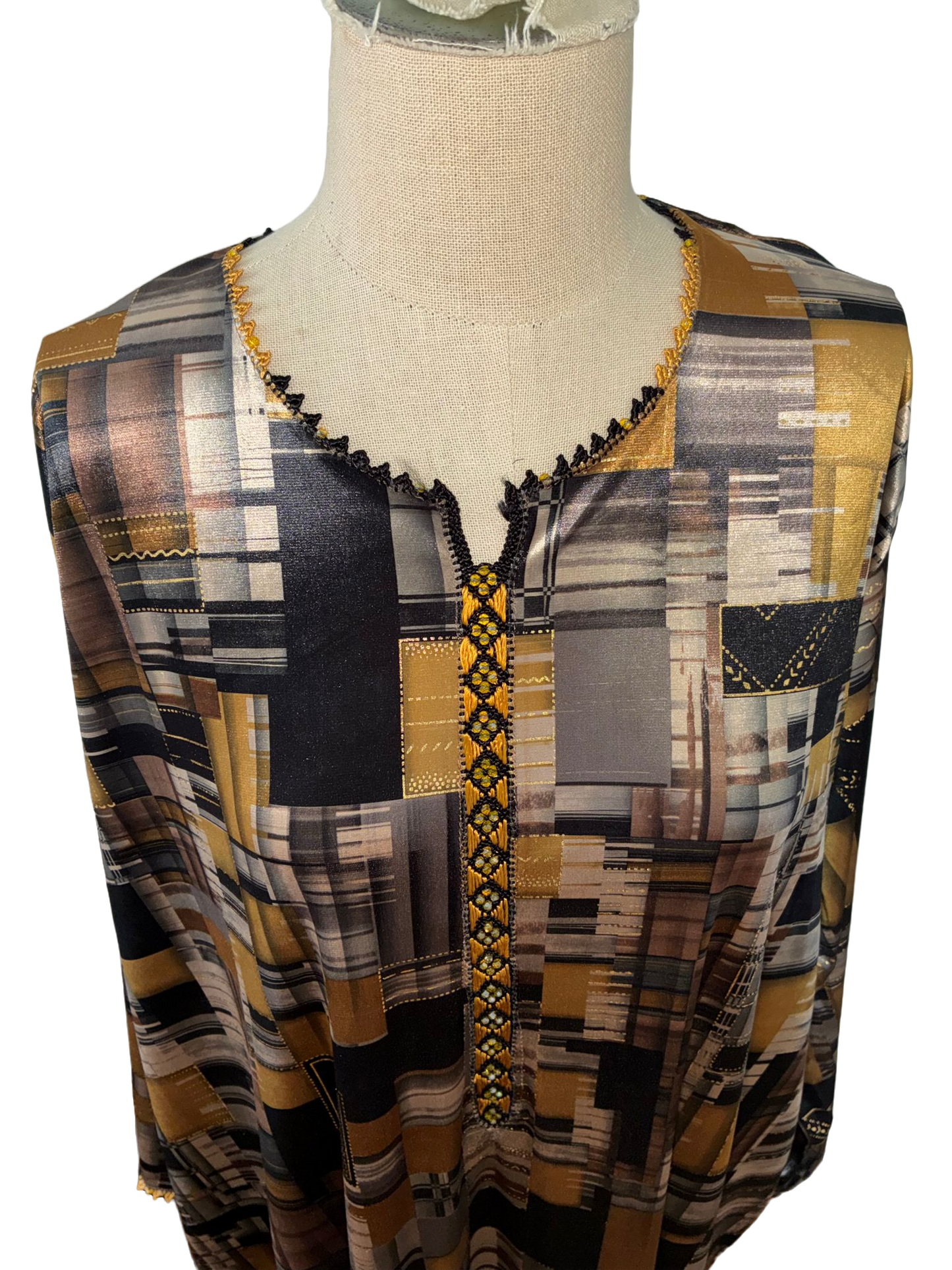 1 Robe marocaine longue – Tissu imprimé géométrique "édition limitée”