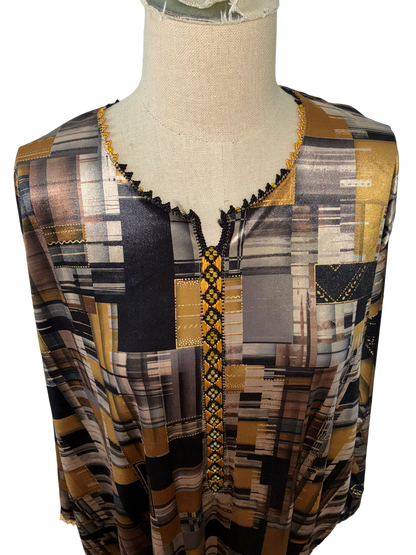 1 Robe marocaine longue – Tissu imprimé géométrique "édition limitée”