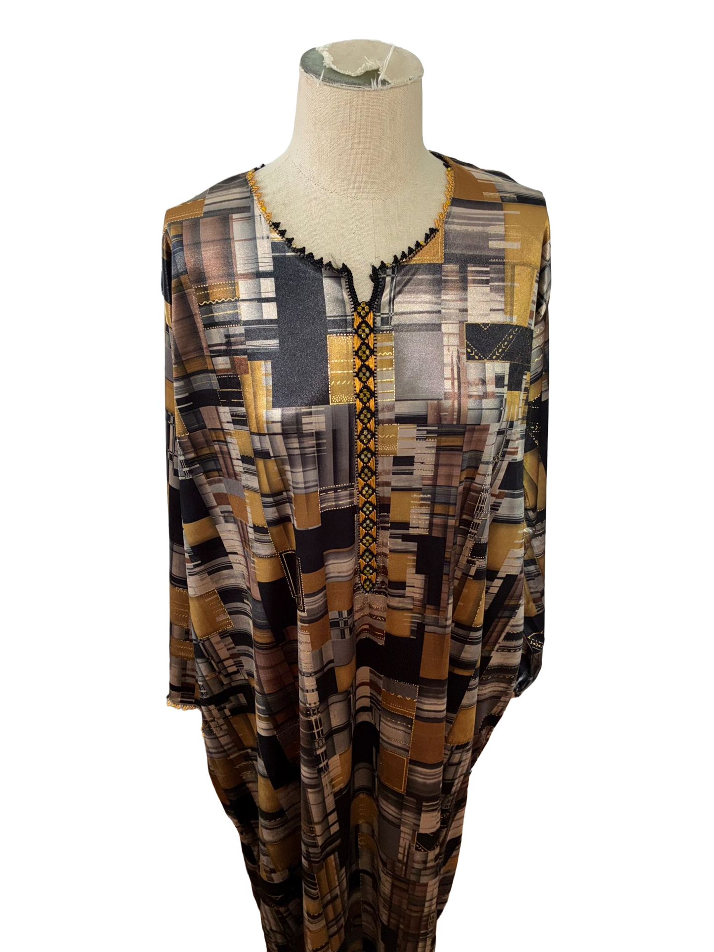 1 Robe marocaine longue – Tissu imprimé géométrique "édition limitée”