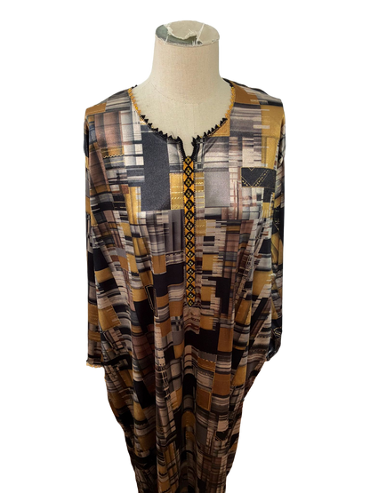 1 Robe marocaine longue – Tissu imprimé géométrique "édition limitée”