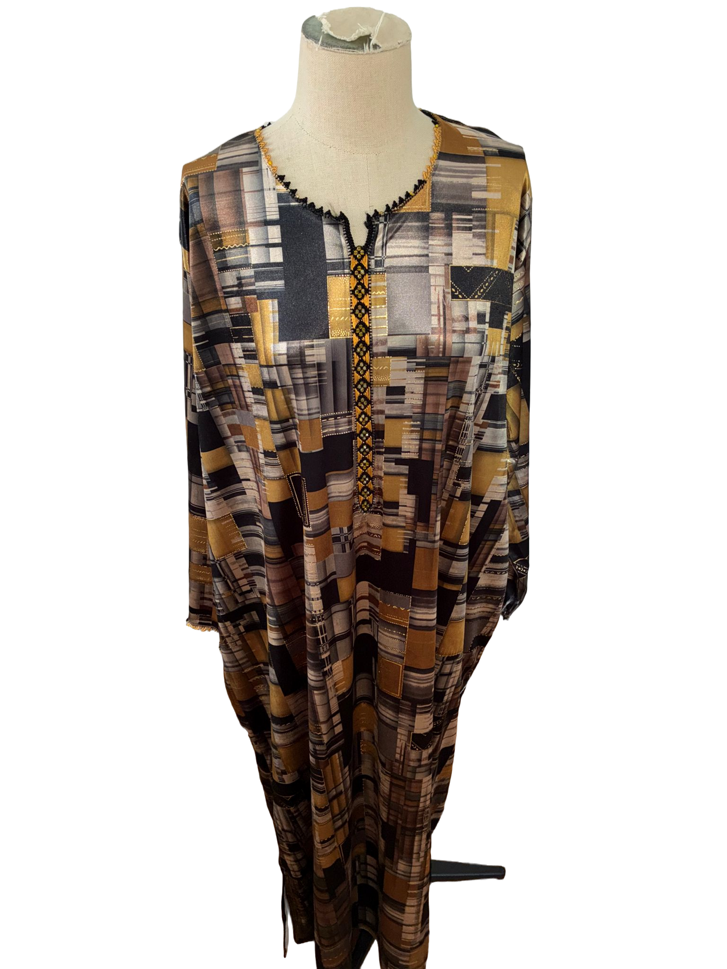 1 Robe marocaine longue – Tissu imprimé géométrique "édition limitée”