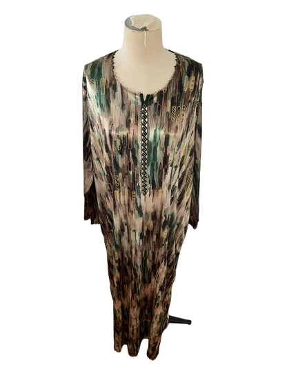 Robe  Femme - Satin Brillant Abstrait Bleu & Doré